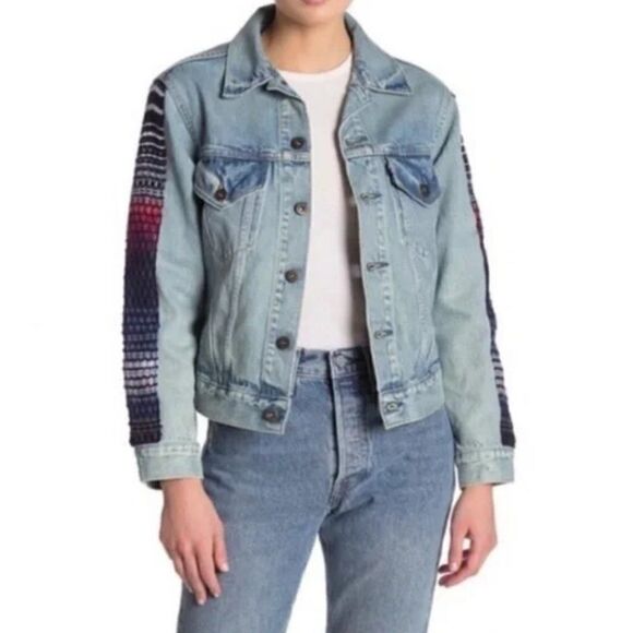 Anthropologie Levi's embroidered jean jacket S - Picture 16 of 16